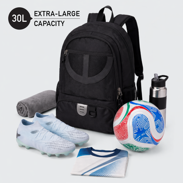 Trilkicker 30L XL Football Backpack – Black